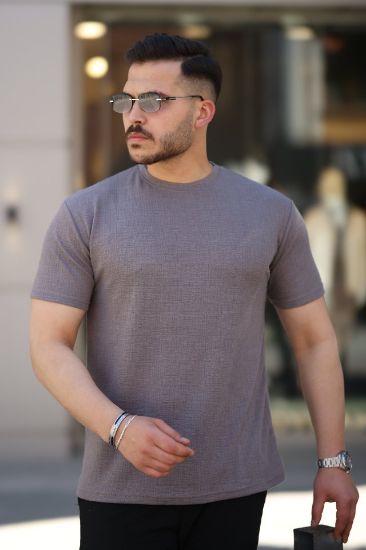 Erkek Ağaç Kabuğu Desenli Kısa Kollu T-shirt resmi